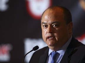 Scott Coker speaks during the Bellator 158 MMA Press Conference at the Four Seasons Hotel on April 18, 2016 in London, England.