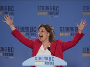 Despite millions of dollars in election advertising spending, Christy Clark's B.C. Liberals only gained about 1,400 votes in May's election compared to the party's total votes in the last election.