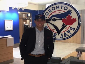 Logan Warmoth after signing with the Toronto Blue Jays.
