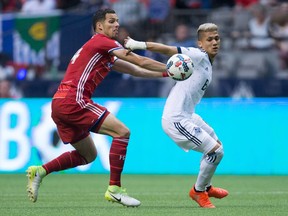 Fredy Montero, right, battling Matt Hedges versus FC Dallas, hasn't had much of a scoring touch this season.