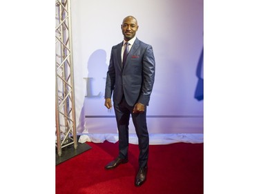 19-2 star Adrian Holmes, who was nominated for best lead performance by a male in a dramatic series, arrives at the Leo Awards at the Hyatt Regency Hotel in Vancouver, June 4, 2017.