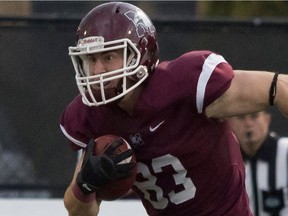 B.C. Lions receiver Danny Vandervoort, here with McMaster University, caught his first pass with the Leos recently.