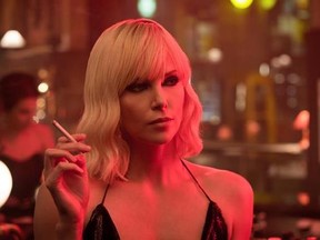 This image released by Focus Features shows Charlize Theron in &ampquot;Atomic Blonde.&ampquot; (Jonathan Prime/Focus Features via AP)