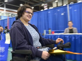Kaitlyn Daigneault attends a job fair for people with disabilities at the University of Regina Kinesiology Centre. The fair was hosted by the Neil Squire Society.