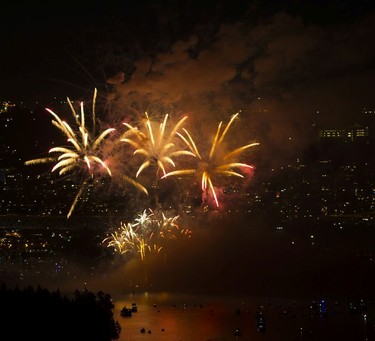 The Akariya Fireworks team from Japan competes in the Honda Celebration of Light at English Bay Vancouver, July 29, 2017.