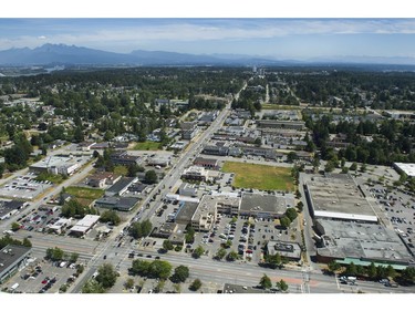 View of Surrey from the top floor of the 55-storey Civic Hotel