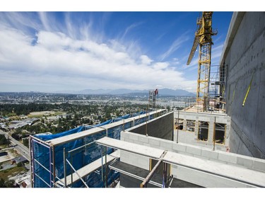 View from the top floor of the 55-storey Civic Hotel in Surrey