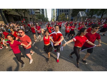 Dance Sport BC and thousands of people attended the Canada150 parade in Vancouver, B.C., July 2, 2017.