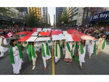 Thousands of people attended the Canada150 parade in Vancouver, B.C., July 2, 2017.