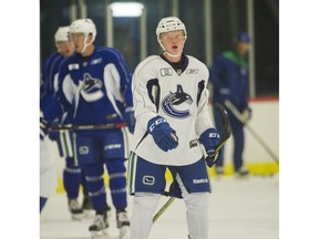 Vancouver Canucks young prospect Jack Rathbone skates during practice at UBC for the Prospects Camp.