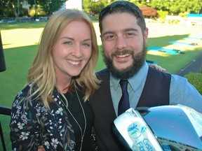 Caelin Campbell surprised her boyfriend Jim Best following his cross-country ride to raise awareness and funds for cystic fibrosis research. Best was the special guest at Lawn Summer Night, the annual lawn bowling tournament benefitting Cystic Fibrosis Canada.