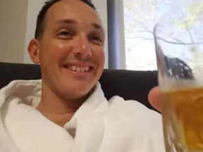Rob Ferretti enjoys a drink before getting a vasectomy alongside his friend, Jeb Lopez.