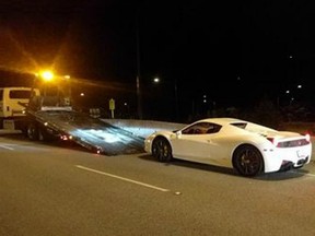 A 2015 Ferrari 458 was impounded under the Immediate Roadside Prohibition Program after its driver was caught doing 210 km/h on the Lions Gate Bridge.