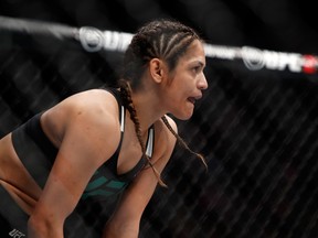 LAS VEGAS, NV - MARCH 04:  Cynthia Calvillo waits for the start of a strawweight bout against Amanda Cooper during UFC 209 at T-Mobile Arena on March 4, 2017 in Las Vegas, Nevada. Calvillo won the fight in the first round.  (Photo by Steve Marcus/Getty Images)