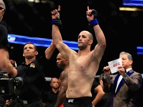 ANAHEIM, CA - JULY 29:  Volkan Oezdemir of Switzerland reacts to defeating Jimmy Manua in their Light Heavyweight  bout at UFC 214 at Honda Center on July 29, 2017 in Anaheim, California.  (Photo by Sean M. Haffey/Getty Images)