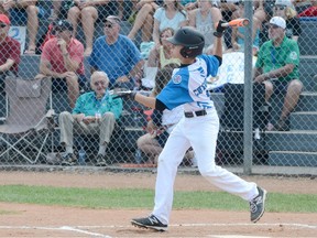 White Rock All Stars right fielder Kyle Chyzowski watches a three-run home run leave the ball park in Sunday's Canadian Little League Baseball Championship game against the Port Arthur Nationals at Lovell McDonnell Field.