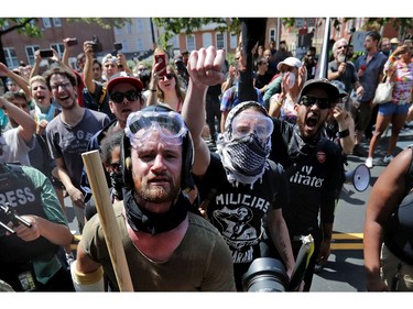 CHARLOTTESVILLE, VA - AUGUST 12:  Anti-fascist counter-protesters wait outside Lee Park to hurl insluts as white nationalists, neo-Nazis and members of the "alt-right" are forced out after the "Unite the Right" rally was declared an unlawful gathering August 12, 2017 in Charlottesville, Virginia. After clashes with anti-fascist protesters and police the rally was declared an unlawful gathering and people were forced out of Lee Park, where a statue of Confederate General Robert E. Lee is slated to be removed.