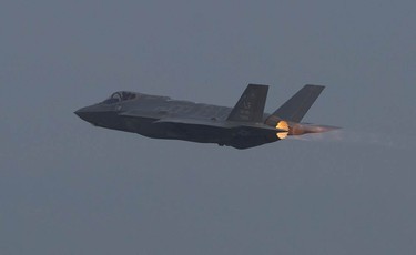 An American F-35 takes off at the Abbotsford Airshow.