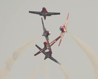 Canadian Armed Forces Snowbirds perform at the Abbotsford Airshow, which runs through Sunday, Aug. 13.