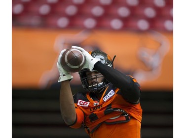 BC Lions #41 Adrian Clarke during warm up prior to playing the Saskatchewan Roughriders in a regular season CHL football game at BC Place Vancouver, August 05 2017.