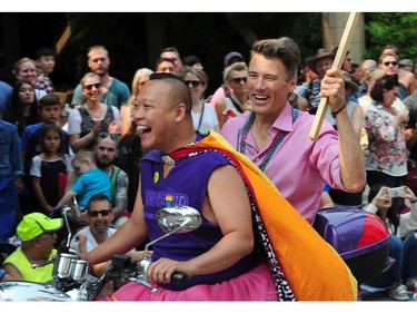 Mayor Gregor Robertson in action at the 39th Annual Vancouver Pride Parade presented by the Vancouver Pride Society