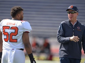 B.C. Lions rookie Jordan Herdman worked with Chicago Bears head coach John Fox while at the 2017 Senior Bowl.