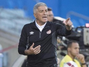 Canada&#039;s head coach Octavio Zambrano gives instructions during first half of a friendly match against Curacao, in Montreal on June 13, 2017. After time in the soccer doldrums, Canada turned heads with its confident, even adventurous play at this summer&#039;s Gold Cup. But new coach Octavio Zambrano says the Canadian men have more in the tank as they prepare for Saturday&#039;s BMO Field rematch with Jamaica, the team that eliminated them at the CONCACAF championship. THE CANADIAN PRESS/Paul Chiasson