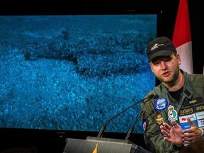 David Shea, vice president of engineering at Kraken Sonar, speaks during an announcement of the discovery of a free-flight model of the Avro Arrow found in Lake Ontario, during a press conference in Toronto on Friday, September 8, 2017. THE CANADIAN PRESS/Chris Donovan