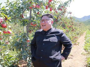 This undated picture released from North Korea's official Korean Central News Agency (KCNA) on September 21, 2017 shows North Korean leader Kim Jong-Un visiting a fruit farm in South Hwanghae Province.