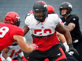 Calgary Stampeders offensive lineman Randy Richards during practice on Thursday, August 31, 2017.