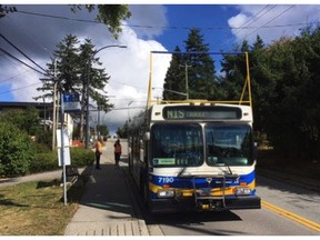 TransLink is currently running a test bus fitted with a frame to mimic the profile of a double-decker bus to make sure there is enough clearance for an upcoming double-decker bus pilot project.