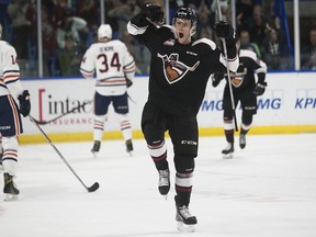 Milos Roman scored his first WHL goal Friday to help the Vancouver Giants beat the Kamloops Blazers 6-3 at the Langley Events Centre.