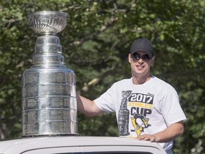 Pittsburg Penguins captain Sidney Crosby parades the Stanley Cup in Halifax on Aug. 7.