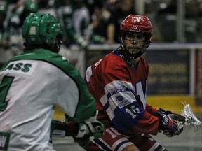 Mitch Jones (right) has been a key to the New Westminster Salmonbellies' offence, much like his dad Randy was in the 1909s.