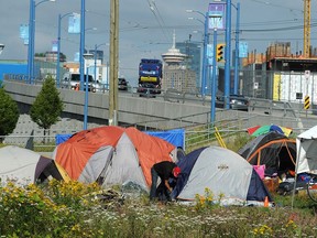 A homeless camp in the 100-block of Franklin Street in Vancouver in June, 2017.
