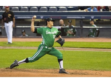 Eugene's starting pitcher  Jose Albertos - #19.