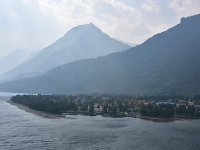 Smoke obscures the view of the evacuated Waterton Lakes National Park townsite on Sept. 9.