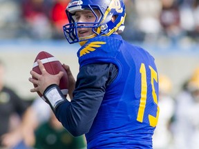 Quarterback Michael O'Connor in action during a game between the University of B.C. Thunderbirds and the University of Alberta Golden Bears at Thunderbird Stadium.