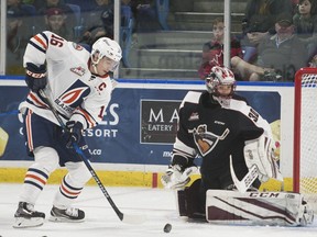 The key saves keep coming for Vancouver Giants netminder David Tendeck.