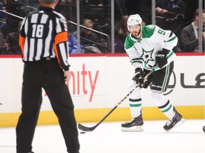 Tyler Seguin of the Dallas Stars skates against the Colorado Avalanche at the Pepsi Center on October 24, 2017 in Denver, Colorado.