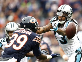 Carolina Panthers v Chicago Bears

CHICAGO, IL - OCTOBER 22:  Eddie Jackson #39 of the Chicago Bears intercepts the pass intended for  Kelvin Benjamin #13 of the Carolina Panthers in the second quarter at Soldier Field on October 22, 2017 in Chicago, Illinois.  (Photo by Wesley Hitt/Getty Images) ORG XMIT: 700070691
Wesley Hitt, Getty Images