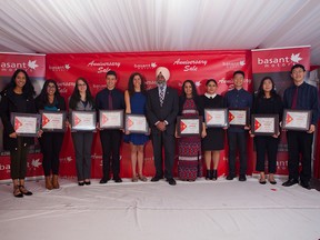 On Oct. 14, Baldev Singh Bath presented $26,000 in scholarships to 10 students at a ceremony at Basant Motors. Established in 1991 by Bath, Basant Motors has grown to become a premier pre-owned auto dealer in the Vancouver region, and one that gives back to its community every chance it gets.