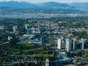 A file photo shows the area of Innovation Boulevard, which is being promoted by the City of Surrey as a tech hub. Surrey may be building an outdoor sports stadium.