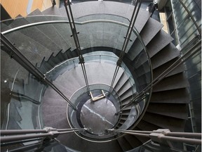 One of the best examples of bringing art and engineering together is at Concordia University in Montreal. The image above shows the glass stairway in the atrium in the Integrated Engineering Computer Science and Visual Arts Complex, which opened in 2005. One professor described the complex as likely to create a new relationship between art/design and engineering.