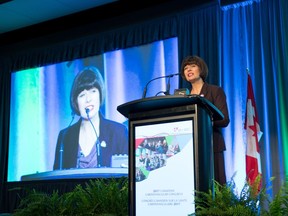 Health Minister Ginette Petitpas Taylor delivers the keynote address at the 2017 Canadian Cardiovascular Conference in Vancouver Saturday. Photo Credit: Health Canada [PNG Merlin Archive] Health Canada, PNG
