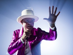 The 53 year old was diagnosed with terminal brain cancer last year. He passed away last night with family and friends surrounding him. Lead Singer Gord Downie on stage for the first concert of the Tragically Hip's final tour at the Save On Foods Memorial Centre, Victoria, July 22 2016.