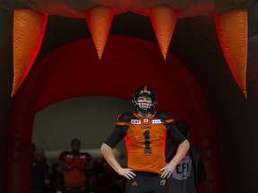 B.C. Lions Ty Long prepares to face the Ottawa Redblacks in a regular-season CFL game at B.C. Place Stadium in Vancouver on Oct. 7.