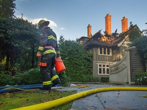 A fire destroyed a mansion at 3737 Angus Drive  in Vancouver, B.C.