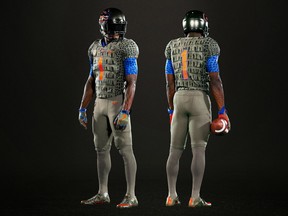 A undated product image provided by the University of Florida shows the Florida football team's alternate uniform. Coach Jim McElwain jokes that his "hate mail" tripled since the uniforms were unveiled earlier this week.