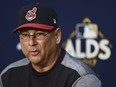 Cleveland Indians manager Terry Francona answers questions after the Indians defeated the New York Yankees 4-0 in Game 1 of a baseball American League Division Series, Thursday, Oct. 5, 2017, in Cleveland. (AP Photo/David Dermer)